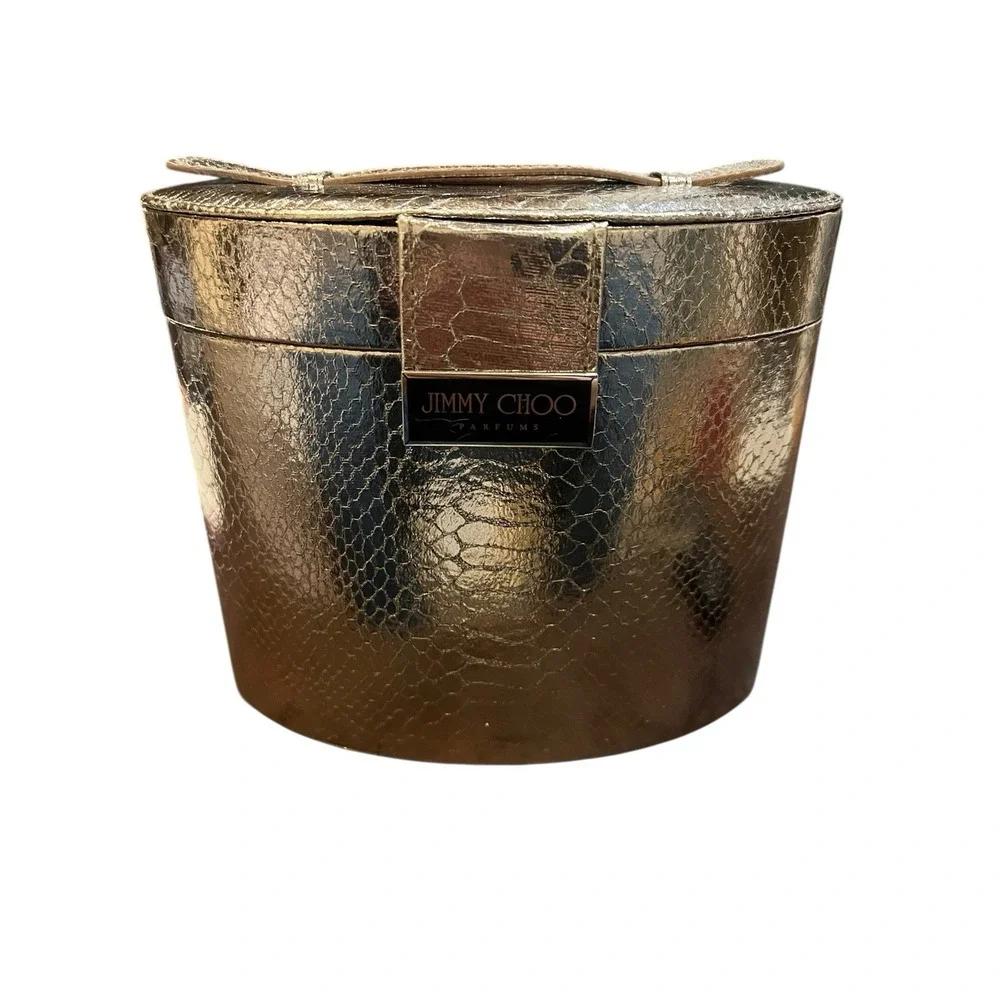 Jimmy Choo Metallic Bronze Snakeskin Cosmetics Vanity Case Lined and Felt Bottom - Picture 5 of 5